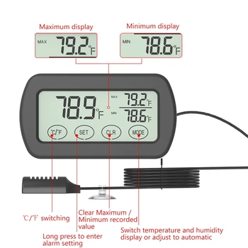 Plazilcev Pet Polje Inkubator Jajca Valilna Termometer, Higrometer z Porbe + Zaslon na Dotik + Alarm Fuction +Max Min Zaslon