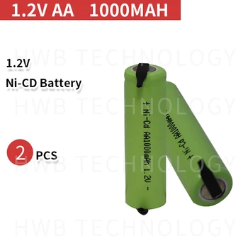 2Pcs Ni-Cd baterije AA 1,2 V 1000mAh Polnilne Baterije Nikelj Cadium celice 14*49 mm NAS