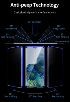 Kovinski Magnetni Kaljeno Steklo Zasebnosti Telefon Ohišje za Samsung Galaxy S20 Ultra S20 Opomba 10 Plus A91 A81 A71 A51 A41 A21S A70 A70S