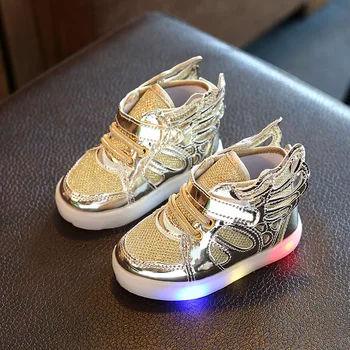 Otrok Fantje Dekleta LED čevlji Angel Krila Otroci Modni čevlji Dekleta baby čevlji žareče superge obutev za Otroke SH008
