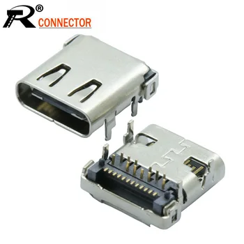 100 kozarcev/veliko USB 3.1 Tip-C 24 Pin Ženski Vtičnico SMD DIP PCB Priključek za PCB design DIY high current hitro polnjenje