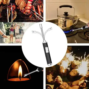 Kuhinja USB Polnilne Vžigalniki Prostem Windproof BBQ Vžigalniki, 360-Stopinjski Prilagodljiv Sveče Vžigalniki za Žar za peko na žaru Kampiranje