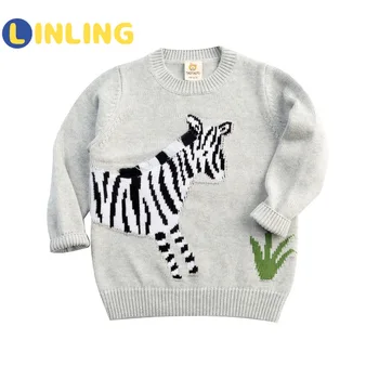 LINLING Jeseni Otrok Sweatershirt Zebra Vezene Vrhovi Otroci Spodnja Malčka Fantje Majice Dekleta Božič Oblačila P550