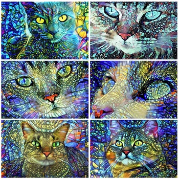 MomoArt 5D DIY Diamond Slikarstvo Prodaja Mačka Celoten Kvadratni Diamond Vezenje Živali Mozaik Navzkrižno Šiv Komplet za Dekoracijo Doma