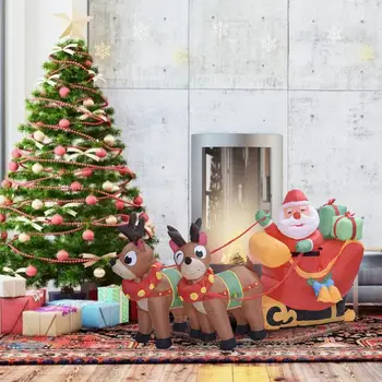 180 cm Božič Napihljiv Božiček Srčkan Lutka Set Za Zunanjo Dekor Dveh Jelenov Vozički Božič Napihljive Sani