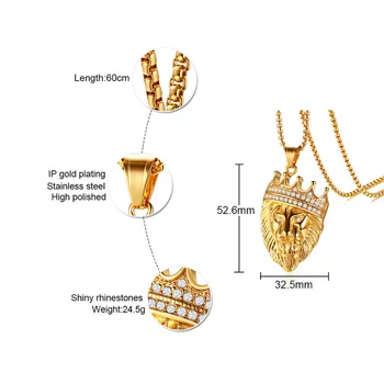 FXM TBB41 iz nerjavečega jekla ogrlica vroče prodajajo zlato barvo priljubljena samskih žensk, 52mm Zlati Lev glavo darilo za ženske, nakit
