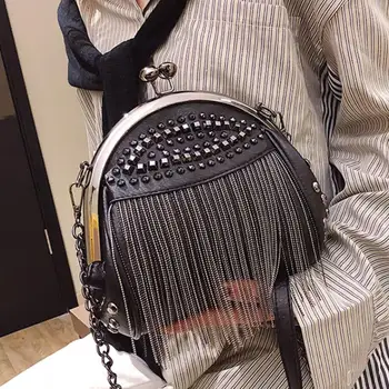 Vintage Zakovice Lupini vrečko 2021 Moda Novih kakovostnih PU Usnja Ženske Oblikovalec Torbici Tassel Verige Ramenski Messenger Bag