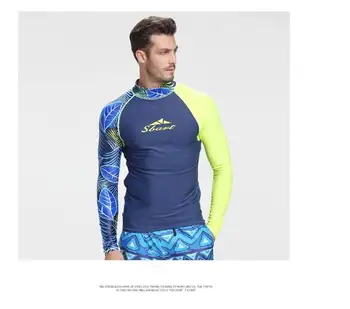 SBART moške izpuščaj stražar shirt Mens Dolgo Sleeved Majico Kopalke Wakeboard Floatsuit Vrhovi UV Plavanje RashGuard