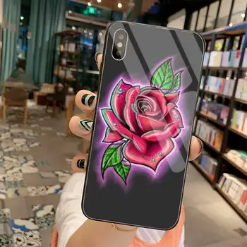 Smrt lobanje rose Coque Lupini Telefon Primeru Kaljeno Steklo Za iPhone 11 XR Pro XS MAX 8 X 7 6S 6 Plus SE 2020 primeru