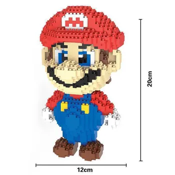 Risanka Video Igre Super Mario Luigi Zeleni Junak 3D Model 1750pcs DIY Mini Diamond Bloki, Opeke Stavbe Igrača za Otroke, Št Polje