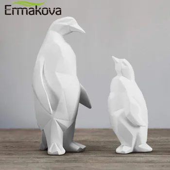 ERMAKOVA Smolo Geometrijo Bela Srčkan Pingvin Kiparstvo Edinstveno Živali Obliko Lutka Figur Obrt Home Office Dekoracijo Darilo