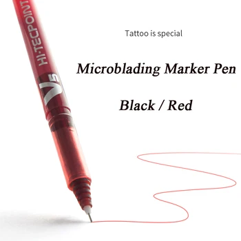 Microblading Pribor Črna Rdeča 0,5 mm Tattoo Pero Obrvi Ustnice Kirurške Kožne Prepisovalec Orodja flomaster Tatoo Dobav 5pcs/veliko