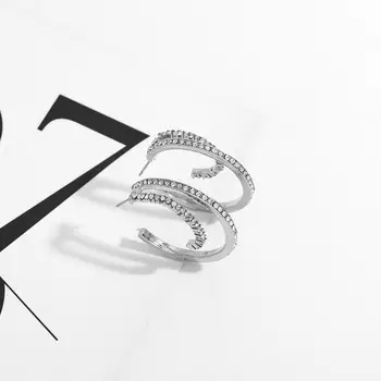 Dvacaman 2020 Nov Modni Dvojno Plast Nosorogovo Stud Diamant Uhani Za Ženske Sijoče Stekleni Kamni C-Oblikovan Nakit Uhani Stranka