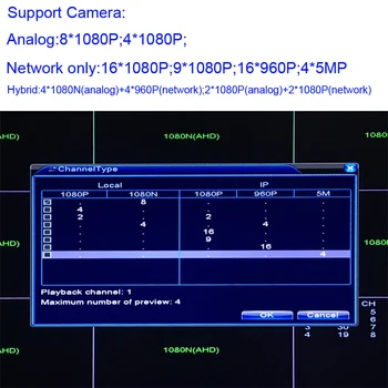 6in1 8ch*1080N AHD Wifi DVR XMEYE Nadzora Varnosti CCTV Hibridni Snemalnika Videa Za 720P 960H Analogni AHD CVI TVI IP kamere