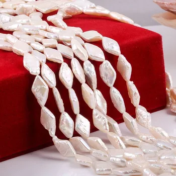 Novih naravnih sladkovodnih pearl bela in roza kvadratek biserne kroglice se uporabljajo za nakit, izdelava DIY zapestnico, ogrlico velikost 9x14mm