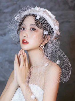 Turistov ženske Novo Elegantno dekle Mori Sladko Klobuk cvet očesa Poročne Lase headdress belo Poročno obleko pribor