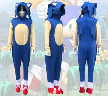 Sonic Hedgehog Cosplay Jumpsuit za Otroke Carnival Party Anime Video Igra Lik Headdress Cosplay Halloween Kostum