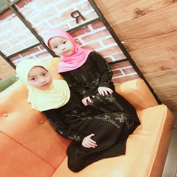 Ramadana Eid Mubarak Otroci Abaya Dubaj Arabski Hidžab Muslimansko Obleko Dekle Moslima Elbise Turški Islamska Oblačila Za Otroke Habaya