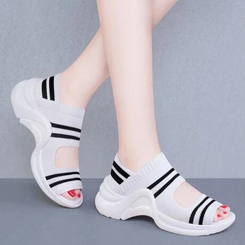 Ženske sandali 2020 poletne čevlje, ženska pletenje dihanje sandale klini platformo sandali lady udobne čevlje