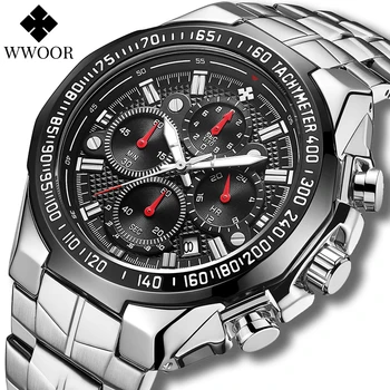 Reloj Hombre 2021 Moda Šport Pazi Za Moške WWOOR Luksuzni Vojaške Kremen Velik Watch Moških Jekla Nepremočljiva Kronograf ročno uro
