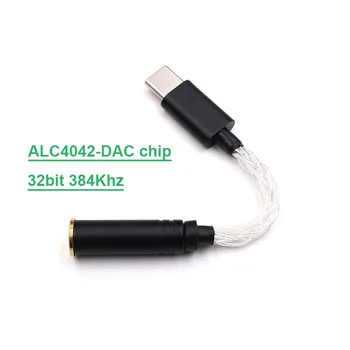 Lusya Sterling Srebro USB Tip-C Audio Adapter 3,5 mm 4.4 mm 2,5 mm Stereo Priključek za Slušalke ALC4042 DAC 38bit 384K T0746