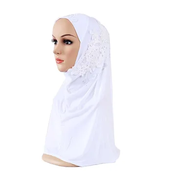 Muslimanski Instant HIDŽAB Turban Z Diamanti Cvet Hidžab Kape Za Ženske In Dekle Headscarf Islamske rute Pripravljena Za nošenje