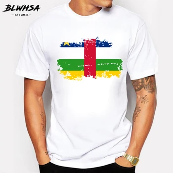 BLWHSA Nove Centralne Afrike Flag majica s kratkimi rokavi Moški Modni Bombaž Tiskanje majice Poletje Cool Osrednji Afriki Nacionalno Zastavo Tee