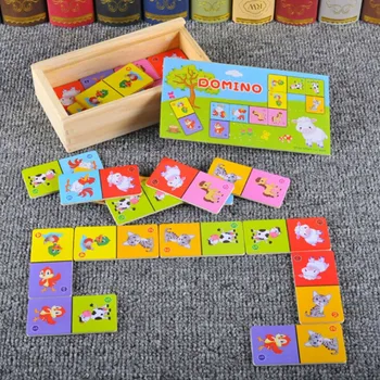 Spoznanje Domino Montessori Otroško Lesene Igrače, družabne Igre High-grade Otroci Sestavljanke Jigsaw Zgodnje Učenje Izobraževalni Puzzle Igrača