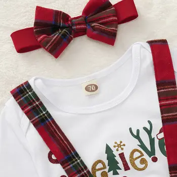 Malčka Baby Dekle 0-18 M Božič Vrhovi Bodysuit Trak Obleko + Glavo Božič Oblačila