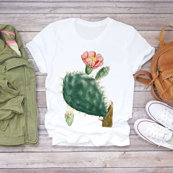 Ženske Cvet T-majice Vrh ženske Lady Cvetlični Kawaii Akvarel 90. letih Obleke Poletje Majica T Grafični Ženski Dekle, Ženska Tee T-Shirt