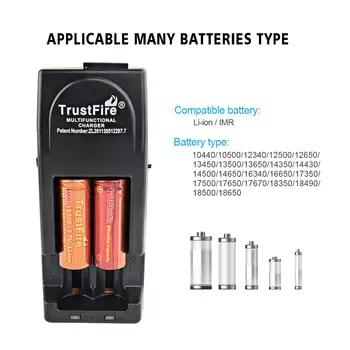 TrustFire TR-001 18650 Baterijo, Polnilnik Universial Polnilnik 2 Reži za Li-ion IMR LiFePO4 10440 14500 16340 18350 18500 Baterije