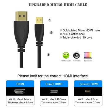 Visoka Hitrost Mini HDMI na HDMI-Kabel pozlačeno Pomlad Curl HDMI-Premium HDMI-Kabel Za Sony, Canon DSLR Nikon Kamere Kamere