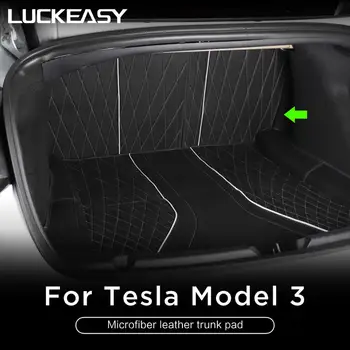 LUCKEASY Za Tesla Model 3 Avto Diamond predalčni Mikrovlaken Usnja Non-slip Stopala Mat Spredaj Zadaj Prtljažnik Mat Sedež nazaj Mat Črna