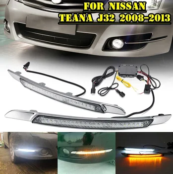1 Par 12V Avto Spredaj LED Drl Dnevnih luči Za Nissan Teana J32 2008 2009 2010-2013 Meglo svetlobni pramen Vključite Signal Styling