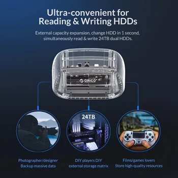 ORICO Dvojno Ležišče 2 Vrata USB3.1 Tip-C HDD Primeru Zunanje 2.5 3.5 PC Trdi Disk za Razširitveno Postajo z Offline Klon HDD Ohišje