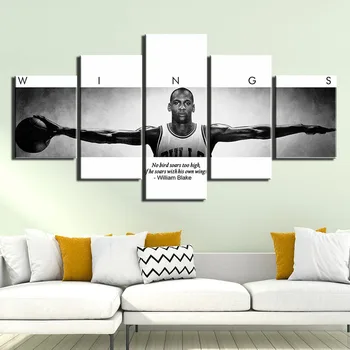 5 Plošči košarkar Michael Jordan krila Navdihujočih citatov Slikarsko Platno HD tiskanja Wall Art 5 kos športni plakat