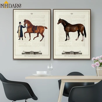 Vintage Evropske Konjeniški Klub Žrebec Lep Konj Plakatov in Fotografij Platno, Slikarstvo, Umetnost, Stenske Slike za Dnevni Sobi Doma Dekor