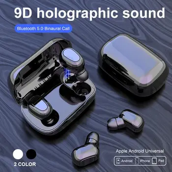 TWS Bluetooth Brezžične Slušalke Bloototh Modri zob 5.0 Čepkov Šport Nepremočljiva 9D Stereo Glasbe, Slušalke Z 300mAh Moči Banke