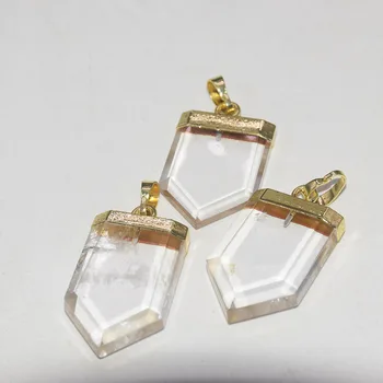 Naravni Jasno, Kristalno Quartz Kamen Obesek za ženske, nakit, izdelava ščit 2020 čare Zlato Cap Rock Kristal puščice glavo gem