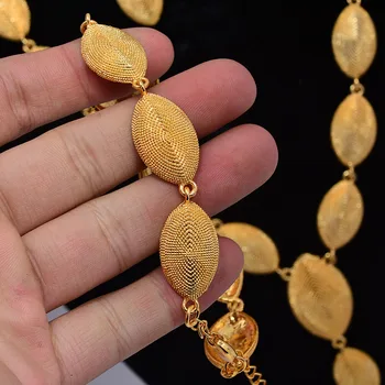 24k Nakit Set Za Ženske Dubaj 24K Zlata Barva Poročno darilo Afriške Posla ogrlica, prstan uhani zapestnica nakit set
