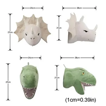 3D Cartoon Živali Glavo Dinozaver Polnjene Plišastih Igrač za Otroke, Soba Stenski Dekor GXMB