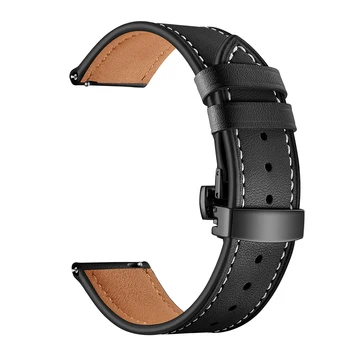 Pravega Usnja 22 MM Watch Band za Huawei Watch GT 2 Trak Zapestnica za Samsung Galaxy Watch 46MM/ Prestavi S3 Meje Zamenjava