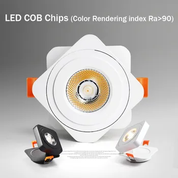 [DBF]Zložljive LED Stropni Vgradni Downlight, 5W 7W 10W Ultra-tanek Kvadratnih 360 Kota Prilagoditev 3000K/4000K/6000K Strop Spot Luči