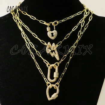 5 pramenov Kristalno obeski ogrlica vijakov zaponko ogrlica kubičnih cirkon obeski dodatki za ženske, modni nakit 50320