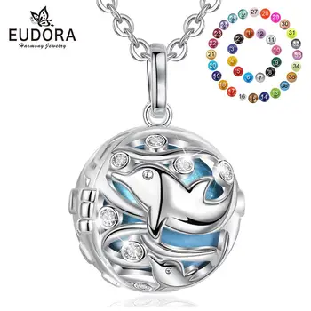 Eudora Harmonijo bola žogo delfinov, ki Plava Locket Kletko Z Angel Klicalcu Ton Gonge žogo Obesek Nosečnosti Ženske, Nakit K390