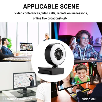 HD 4K/8K1080P/2160P Webcam samodejno ostrenje, Spletna Kamera Z Mikrofonom Za Živo Video Calling Konferenca Fill Light Web Cam