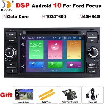 Avto DVD-Jev Android 10 DSP 2din V Armatura Za Ford Transit Poudarek Povežite S-MAX Kuga Mondeo Z Okta Core Wifi 4G GPS, Bluetooth