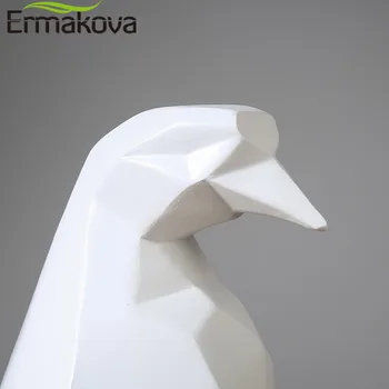 ERMAKOVA Smolo Geometrijo Bela Srčkan Pingvin Kiparstvo Edinstveno Živali Obliko Lutka Figur Obrt Home Office Dekoracijo Darilo