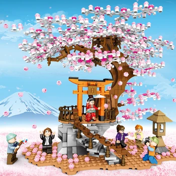 1167PCS Majhnih Delcev, gradnikov Otroško Izobraževalne Sestavljeni Igrače Sakura Street View Igrače Za Otroke