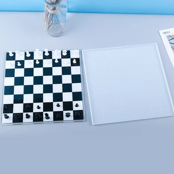 1 Nastavite Šah Odbor Kristalno Epoksi Smolo Plesni Šah+Šahovnice Silikonski Kalup DIY Obrti, zaradi Česar Orodje